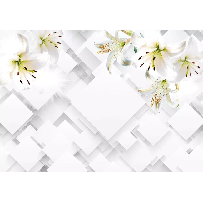 Fototapeta Flizelinowa Białe Lilie w Geometrii - RAD9112002